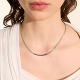 JH Essentials Silver 2.5mm Mini Chain Necklace with Blue Sapphire, Size 16-18 Adjustable