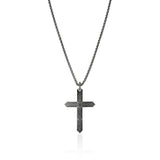 Icon 50 Silver Cross Pendant with Black Rhodium on 2.7mm Box Chain Necklace, Size 22