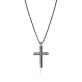 Icon 50 Silver Cross Pendant with Black Rhodium on 2.7mm Box Chain Necklace, Size 22