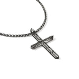 Icon 50 Silver Cross Pendant with Black Rhodium on 2.7mm Box Chain Necklace, Size 22