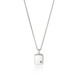 ID Silver Tag Pendant on 1.7mm Surf Chain Necklace with Treated Black Sapphire, Size 24