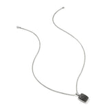 ID Silver Tag Pendant on 1.7mm Surf Chain Necklace with Treated Black Sapphire, Size 24