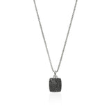 ID Silver Tag Pendant on 1.7mm Surf Chain Necklace with Treated Black Sapphire, Size 24