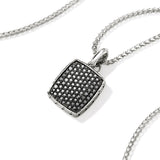 ID Silver Tag Pendant on 1.7mm Surf Chain Necklace with Treated Black Sapphire, Size 24