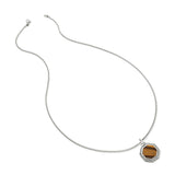ID Tags Silver Octagon Pendant with Tiger Eye on 1.7mm Surf Chain Necklace, Size 22