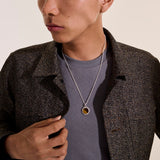 ID Tags Silver Octagon Pendant with Tiger Eye on 1.7mm Surf Chain Necklace, Size 22