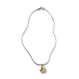 Essentials Dot Hammered 18K Gold & Silver Round Pendant- on Chain Necklace (Dia 16.5mm), Size 16-18 Adjustable BG