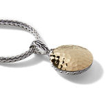 Essentials Dot Hammered 18K Gold & Silver Round Pendant- on Chain Necklace (Dia 16.5mm), Size 16-18 Adjustable BG