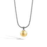 Essentials Dot Hammered 18K Gold & Silver Round Pendant- on Chain Necklace (Dia 16.5mm), Size 16-18 Adjustable BG