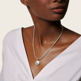 Essentials Dot Hammered 18K Gold & Silver Round Pendant- on Chain Necklace (Dia 16.5mm), Size 16-18 Adjustable BG