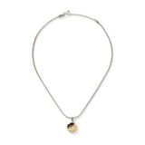 Essentials Dot Hammered 18K Gold & Silver Round Pendant- on Chain Necklace (Dia 16.5mm), Size 16-18 Adjustable BG