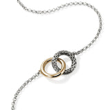 JH Essentials 14K Gold & Silver 2mm Mini Rolo Chain Interlinking Necklace, Size 16-18 Adjustable