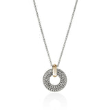 Icon Link 14K Gold & Silver Round Pendant on 2mm Rolo Chain Necklace, Size 16-18 Adjustable