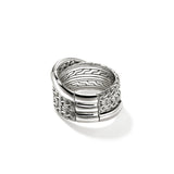 JH Essentials Silver 12.5mm Crossover Ring, Size 7