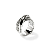 JH Essentials Silver 12.5mm Crossover Ring, Size 7