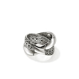 JH Essentials Silver 14mm Crossover Ring, Size 7