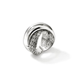 JH Essentials Silver 14mm Crossover Ring, Size 7