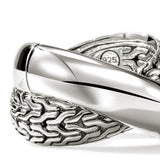 JH Essentials Silver 14mm Crossover Ring, Size 7