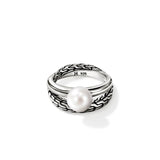 JH Essentials Silver Ring with 8-8.5mm Cultured Fresh Water Pearl, Size 7