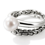 JH Essentials Silver Ring with 8-8.5mm Cultured Fresh Water Pearl, Size 7