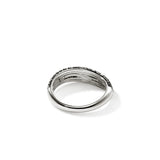 Surf Silver White Diamond Pave (0.07ct) and Treated Black Diamond Pave (1.12ct) 5.7mm Ring, Size 7