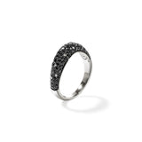 Surf Silver White Diamond Pave (0.07ct) and Treated Black Diamond Pave (1.12ct) 5.7mm Ring, Size 7
