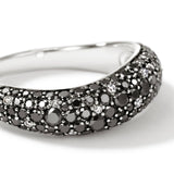 Surf Silver White Diamond Pave (0.07ct) and Treated Black Diamond Pave (1.12ct) 5.7mm Ring, Size 7