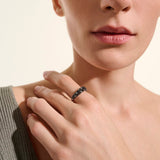 Surf Silver White Diamond Pave (0.07ct) and Treated Black Diamond Pave (1.12ct) 5.7mm Ring, Size 7