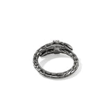 Spear Silver Diamond Pave (0.08ct) Single Wrap Ring with Black Rhodium, Size 9