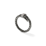Spear Silver Diamond Pave (0.08ct) Single Wrap Ring with Black Rhodium, Size 9