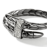 Spear Silver Diamond Pave (0.08ct) Single Wrap Ring with Black Rhodium, Size 9