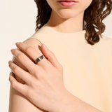 Spear Silver Diamond Pave (0.08ct) Single Wrap Ring with Black Rhodium, Size 9