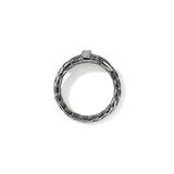 Spear Silver Diamond Pave (0.08ct) Single Wrap Ring with Black Rhodium, Size 9