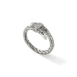 Spear Silver Diamond Pave (0.08ct) Single Wrap Ring, Size 7