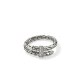 Spear Silver Diamond Pave (0.08ct) Single Wrap Ring, Size 7