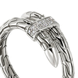 Spear Silver Diamond Pave (0.08ct) Single Wrap Ring, Size 7
