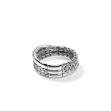 JH Essentials Silver 7mm Crossover Ring with Blue Sapphire, Size 7
