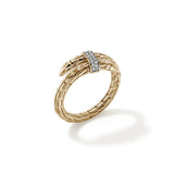 Spear 14K Gold Diamond Pave (0.08ct) Single Wrap Ring, Size 7