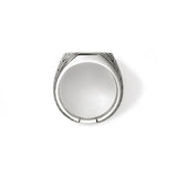 ID Silver Octagon Signet Ring with Treated Turquoise, Size 10