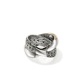 JH Essentials 14K Gold & Silver 14mm Crossover Ring, Size 7