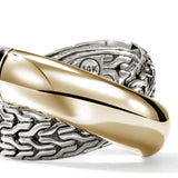 JH Essentials 14K Gold & Silver 14mm Crossover Ring, Size 6