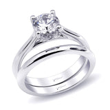 14 KT White Gold Engagement Ring With 0.02 ctw