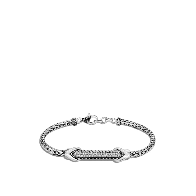Asli Classic Chain Link Id Bracelet, Silver, Diamond