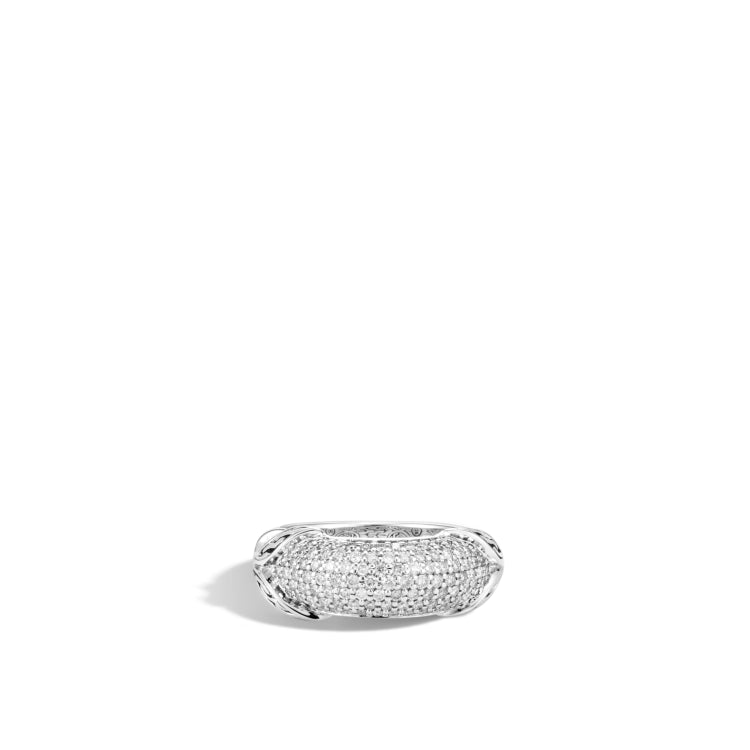 Asli Classic Chain Link Dome Ring In Silver With Diamond