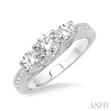 1 Ctw Diamond Engagement Ring with 3/8 Ct Round Cut Center Stone in 14K White Gold