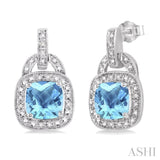 Silver Gemstone & Diamond Earrings