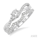 5/8 Ctw Diamond Wedding Set with 1/2 Ctw Round Cut Engagement Ring and 1/5 Ctw Wedding Band in 14K White Gold