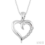 1/50 Ctw Single Cut Diamond Heart Shape Diamond Pendant in Sterling Silver with Chain
