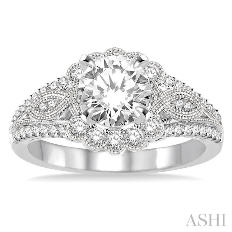 Flower Shape Semi-Mount Diamond Engagement Ring