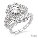 1 1/2 Ctw Diamond Wedding Set with 1 1/3 Ctw Round Cut Engagement Ring and 1/5 Ctw Wedding Band in 14K White Gold
